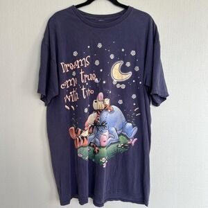 Disney Winnie the Pooh and Piglet Night Gown Navy Blue Womens XL